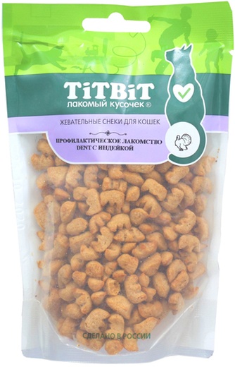 Лакомство для кошек TITBIT Лакомый кусочек Dent Снек индейка (40 г)