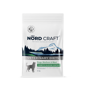 Корм сухой для собак средних и крупных пород NORD CRAFT Dogs Medium & Maxi Diabetic Glucose Control при сахарном диабете (15 кг)