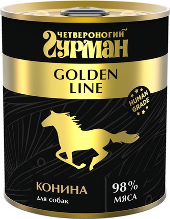 Корм влажный для собак ЧЕТВЕРОНОГИЙ ГУРМАН Golden Line Конина натуральная в желе (340 г)