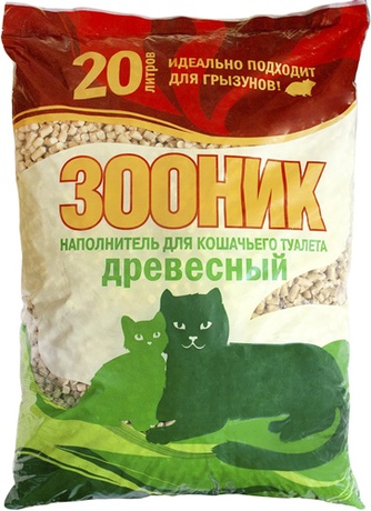 Наполнитель впитывающий древесный для кошек ЗООНИК (20 л)