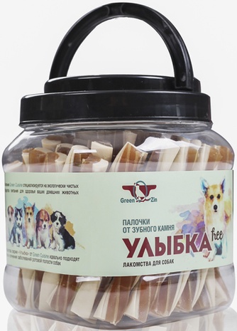 Лакомство для собак мелких пород GREEN QZIN Free Улыбка Палочки от зубного камня (1012 г)