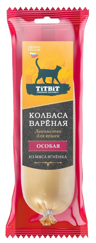 Лакомство для кошек TITBIT лакомый кусочек Колбаса вареная Особая из мяса ягненка (100 г)