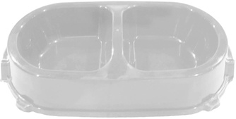 Миска для кошек и собак FAVORITE двойная нескользящая пластиковая белая (450 мл)