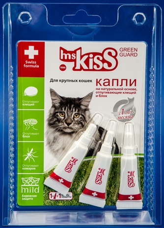 Капли для кошек крупных пород NEOTERICA Ms.Kiss репеллентные (2,5 мл/3 пипетки)