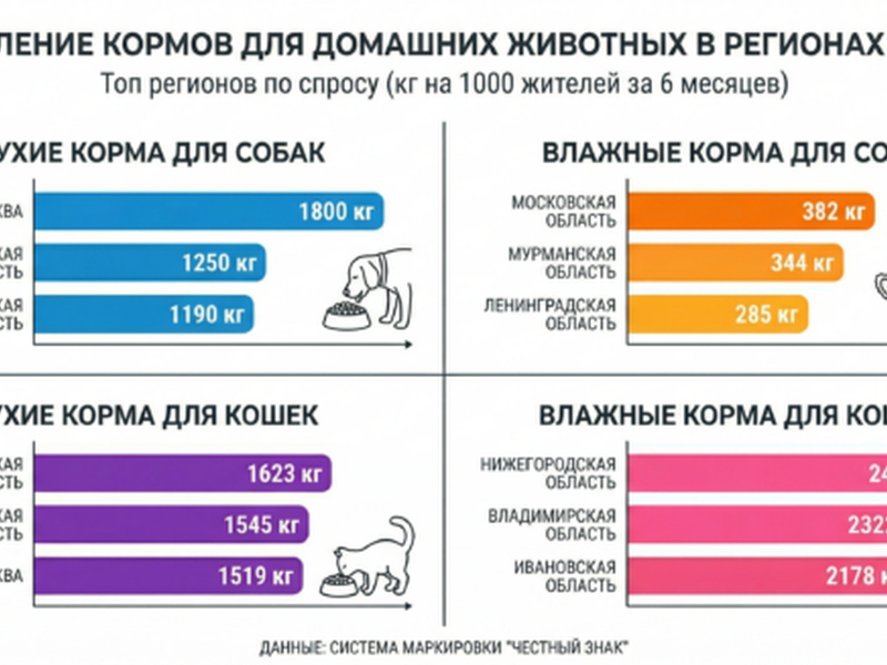 Владельцы кошек в России тратят на влажные корма в семь раз больше средств, чем хозяева собак