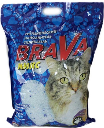 Наполнитель впитывающий силикагелевый для кошек BRAVA Микс (10 л)