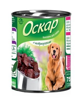 Корм влажный для собак ОСКАР потрошки (750 г)