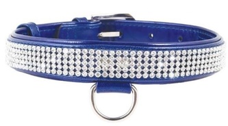 *315012 CoLLaR Brilliance  (лак) Ошейник из лаковой кожи двойной с украшением "полотно стразы", 38-49см*25мм, синий