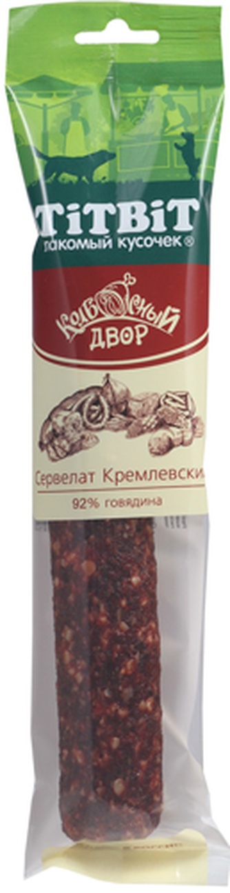Лакомство для собак мелких пород TITBIT Лакомый кусочек Колбасный двор Сервелат Кремлевский (200 г)