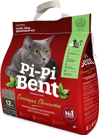 Наполнитель комкующийся бентонитовый для кошек PI-PI-BENT Сенсация свежести (5 кг)