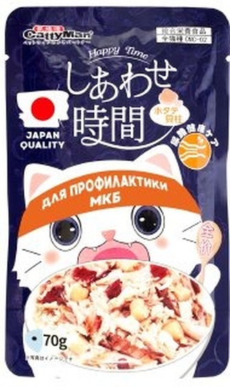 Корм влажный для кошек CATTYMAN Момент счастья для профилактики МКБ на основе морского гребешка и тихоокеанского Тунца (70 г)