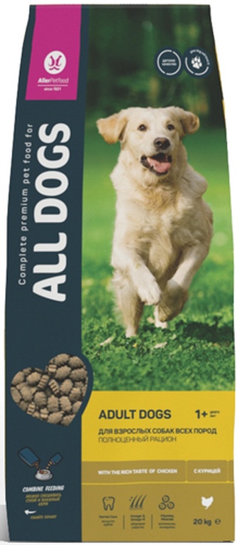 Корм сухой для собак всех пород ALL DOGS Adult курица (20 кг)