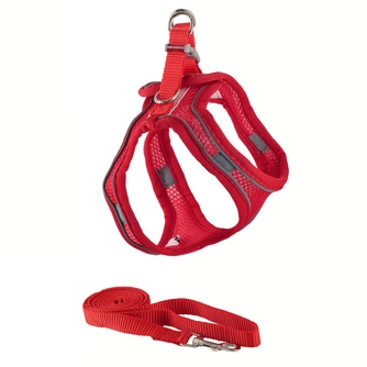 Шлейка-жилетка анатомическая + поводок для собак КАСКАД M красная (150 см/44-48 см)