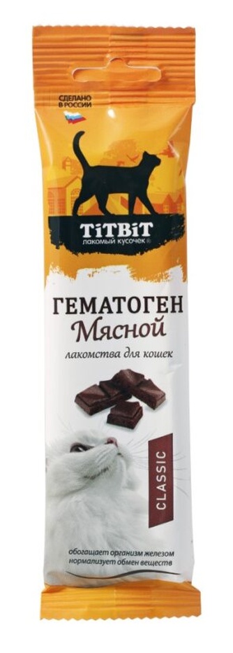 Лакомство для кошек TITBIT гематоген  мясным вкусом (30 г)