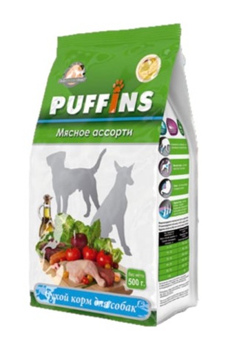 Корм сухой для собак PUFFINS Мясное ассорти (500 г)