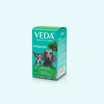Капли для кошек и собак VEDA Отодепин для гигиенической обработки ушей с маслом сосны (15 мл)