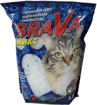 Наполнитель впитывающий силикагелевый для кошек BRAVA Микс-С (3,8 л)