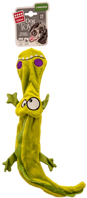 Игрушка для собак GIGWI Dog Toys Крокодил с 4-мя пищалками без набивки, текстиль (38см)