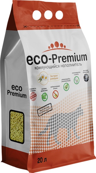 Наполнитель комкующийся древесный для кошек ECO-PREMIUM ромашка (20 л)