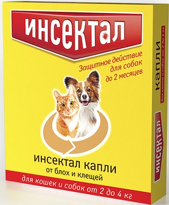 Капли для кошек и собак от 2 до 4 кг NEOTERICA Инсектал от блох и клещей (0,5 мл/1 шт)