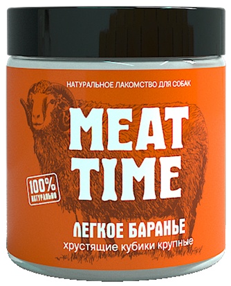 Лакомство для собак мелких пород MEAT TIME Легкое баранье Хрустящие кубики крупные (40 г)