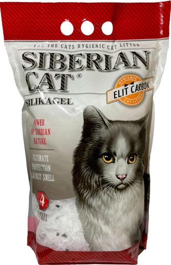 Наполнитель впитывающий силикагелевый для кошек SIBERIAN CAT Элита Карбон (4 л)