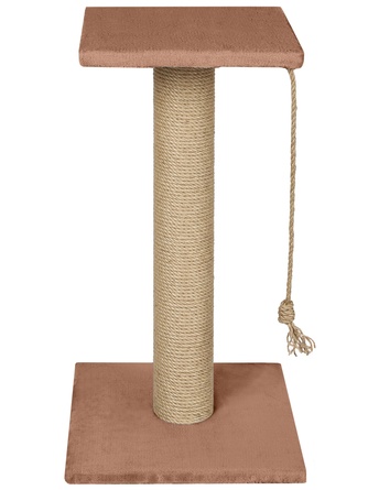 Когтеточка для кошек RICH BREED средний и толстый столбик с площадкой, джут, коричневый (35*35*64 см)