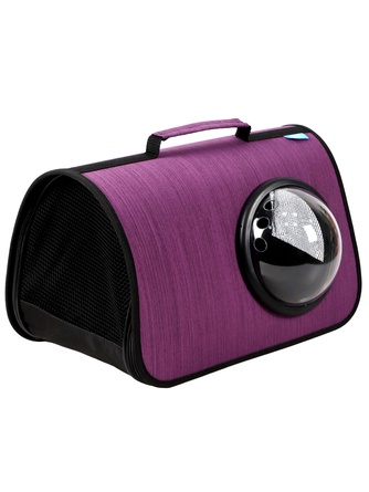 Сумка-переноска для кошек и собак RICH BREED MYJET иллюминатор/сетка, фиолетовая лайн (M/40*25*25 см)