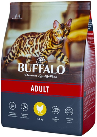 Корм сухой для взрослых кошек MR. BUFFALO Adult курица (1,8 кг)