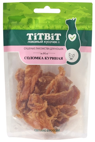 Лакомство для кошек TITBIT Лакомый кусочек Соломка куриная (25 г)