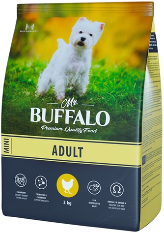 Корма сухой для взрослых собак миниатюрных пород MR. BUFFALO Adult Mini курица (2 кг)