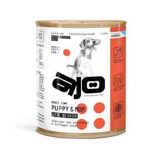 Корм влажный для щенков, беременных и кормящих собак AJO Puppy & Mom (400 г)