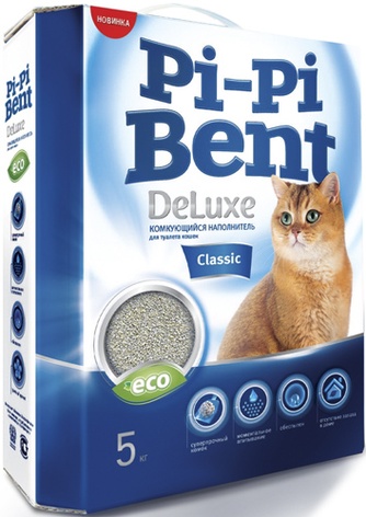 Наполнитель комкующийся бентонитовый для кошек PI-PI-BENT DeLuxe Classic (5 кг)