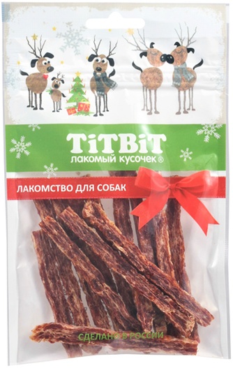 Лакомство для собак мелких пород TITBIT Лакомый кусочек Нарезка говядина мраморная (80 г)