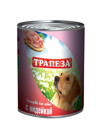 Корм влажный для собак ТРАПЕЗА индейка кусочки в соусе (350 г)