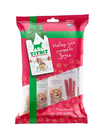 Лакомство для кошек TITBIT Новогодняя коллекция Колбаски Двойное удовольствие 4 вкуса (180 г)