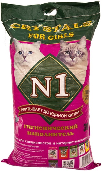 Наполнитель впитывающий силикагелевый для кошек №1 Crystals For Girls (30 л)