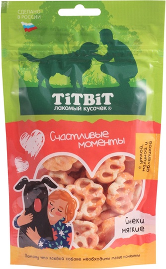 Лакомство для собак TITBIT Счастливые моменты снеки с уткой, малиной и облепихой (100 г)