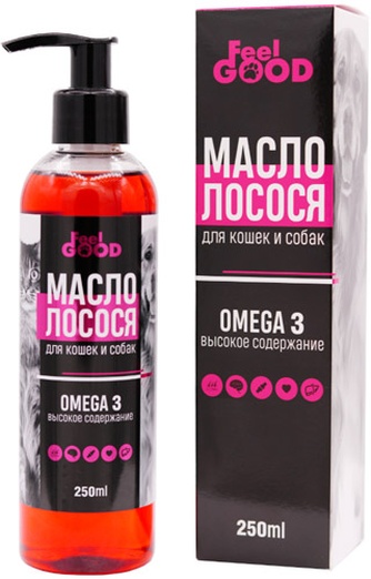 Кормовая добавка для кошек и собак FEEL GOOD Масло лосося (250 мл)