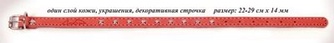 Ошейник кожаный для собак АРКОН однослойный  красный    (22-29 см/14 мм)