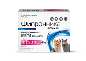 Таблетка для собак и кошек 2 - 5 кг PCHELODAR фипронника комплексная защита от экто- и эндопаразитов (1 таб)