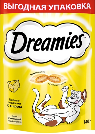 Лакомство для кошек DREAMIES Подушечки с сыром лакомые (140 г)