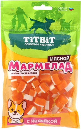 Лакомство для собак TITBIT мармелад мясной с индейкой (120 г)