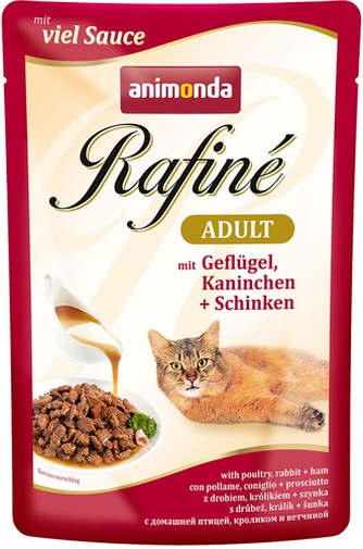 Корм влажный для кошек ANIMONDA Rafinе Adult с домашней птицей, кроликом и ветчиной (100 г)