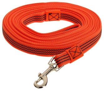 Поводок капроновый для собак ЗООНИК с латексной нитью, оранжевый (5 м*20 мм)