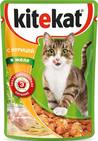 Корм влажный для кошек KITEKAT 10247910 курица, в желе (85 г)