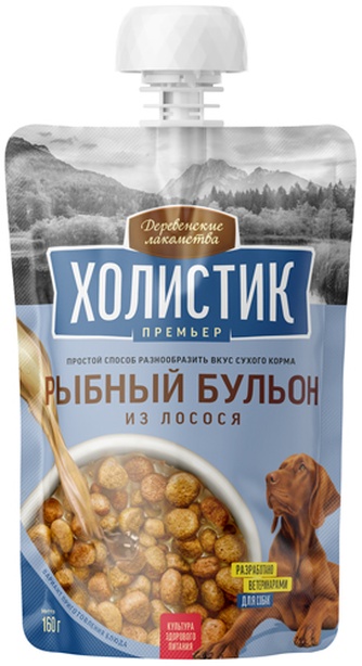 Лакомство для собак ДЕРЕВЕНСКИЕ ЛАКОМСТВА холистик премьер рыбный бульон из лосося (160 г)