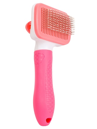 Пуходерка для животных RICH BREED Classic с кнопкой очистки, розовая (S/17*8*5,5 см)