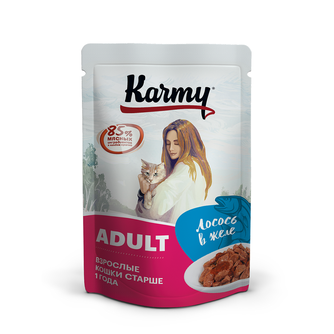 Корм влажный для кошек KARMY Adult лосось в желе (80 г)