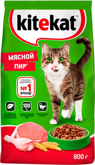 Корм сухой для кошек KITEKAT Мясной пир (0,8 кг)